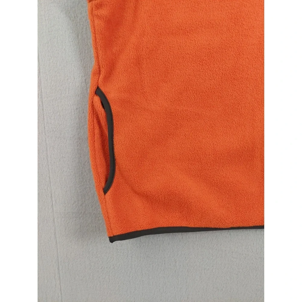 Nautica Men Vest XL Orange Fleece Zip Up Reversible Side Pockets Logo Outerwear